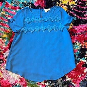 Pretty Good Vibrant Blue Crochet Detail Top